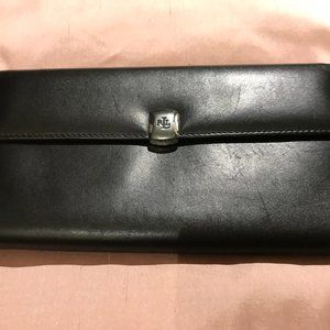 Ralph Lauren black leather purple lining wallet